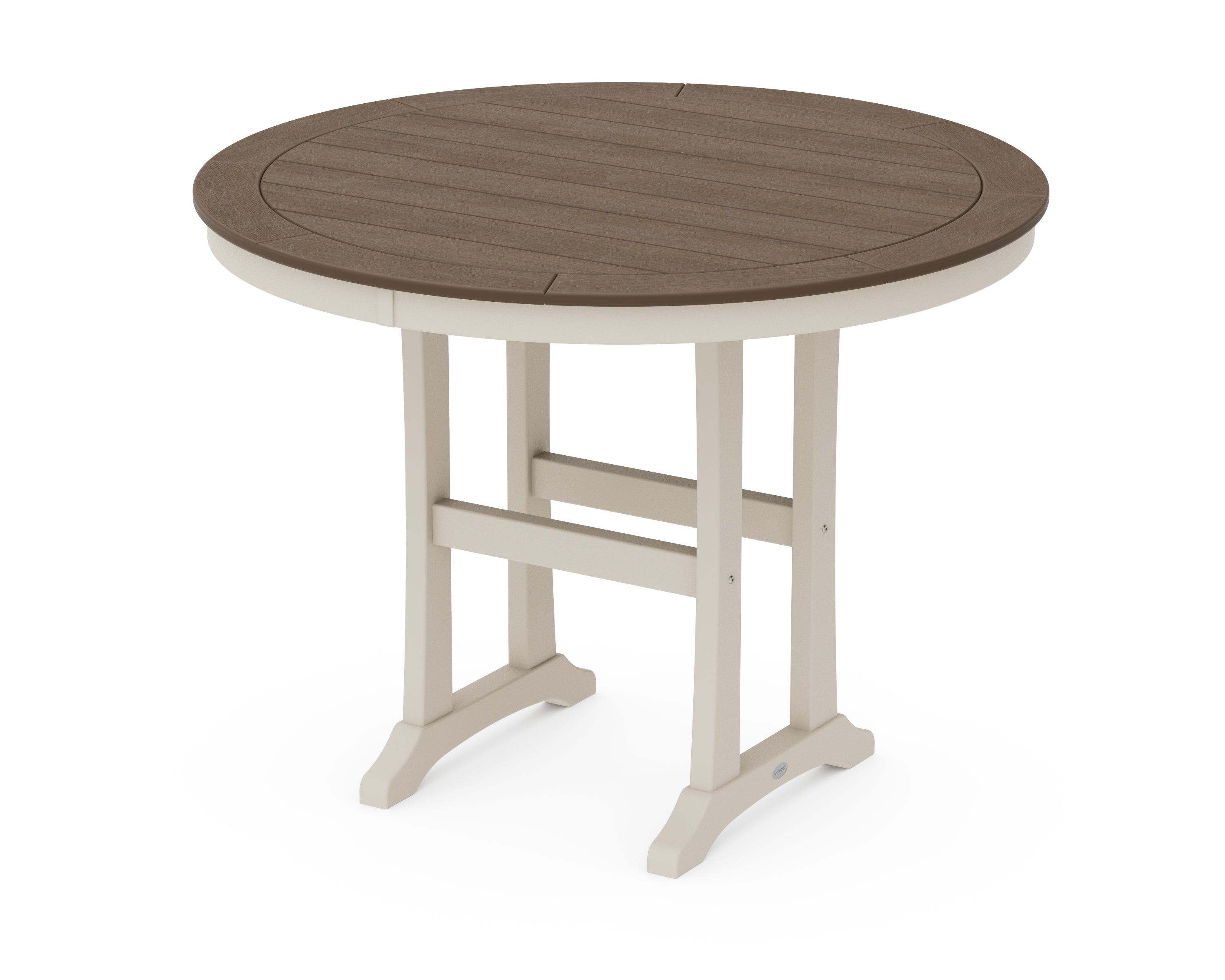 POLYWOOD® Nautical Trestle 48" Round Counter Table in Sand / Kona