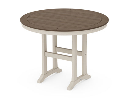 POLYWOOD® Nautical Trestle 48" Round Counter Table in Sand / Kona