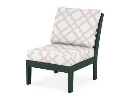 POLYWOOD® Braxton Modular Armless Chair in Green / Trellis Dune Burlap