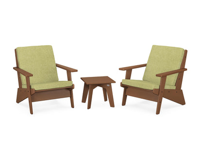 POLYWOOD® Riviera Modern Lounge 3-Piece Set in Teak / Chartreuse Boucle