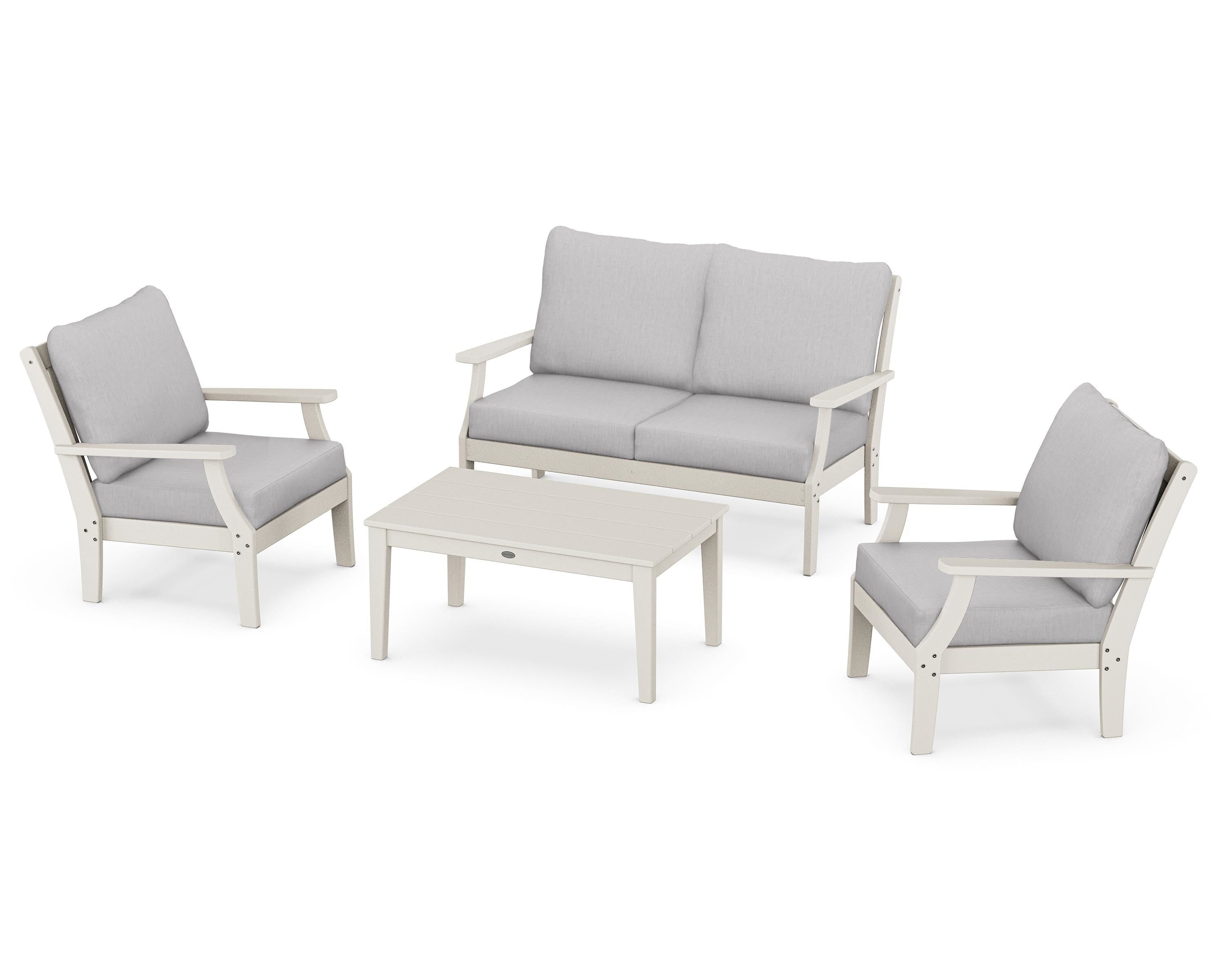 POLYWOOD® Braxton 4-Piece Deep Seating Chair Set in Sand / Granite
