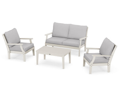 POLYWOOD® Braxton 4-Piece Deep Seating Chair Set in Sand / Granite