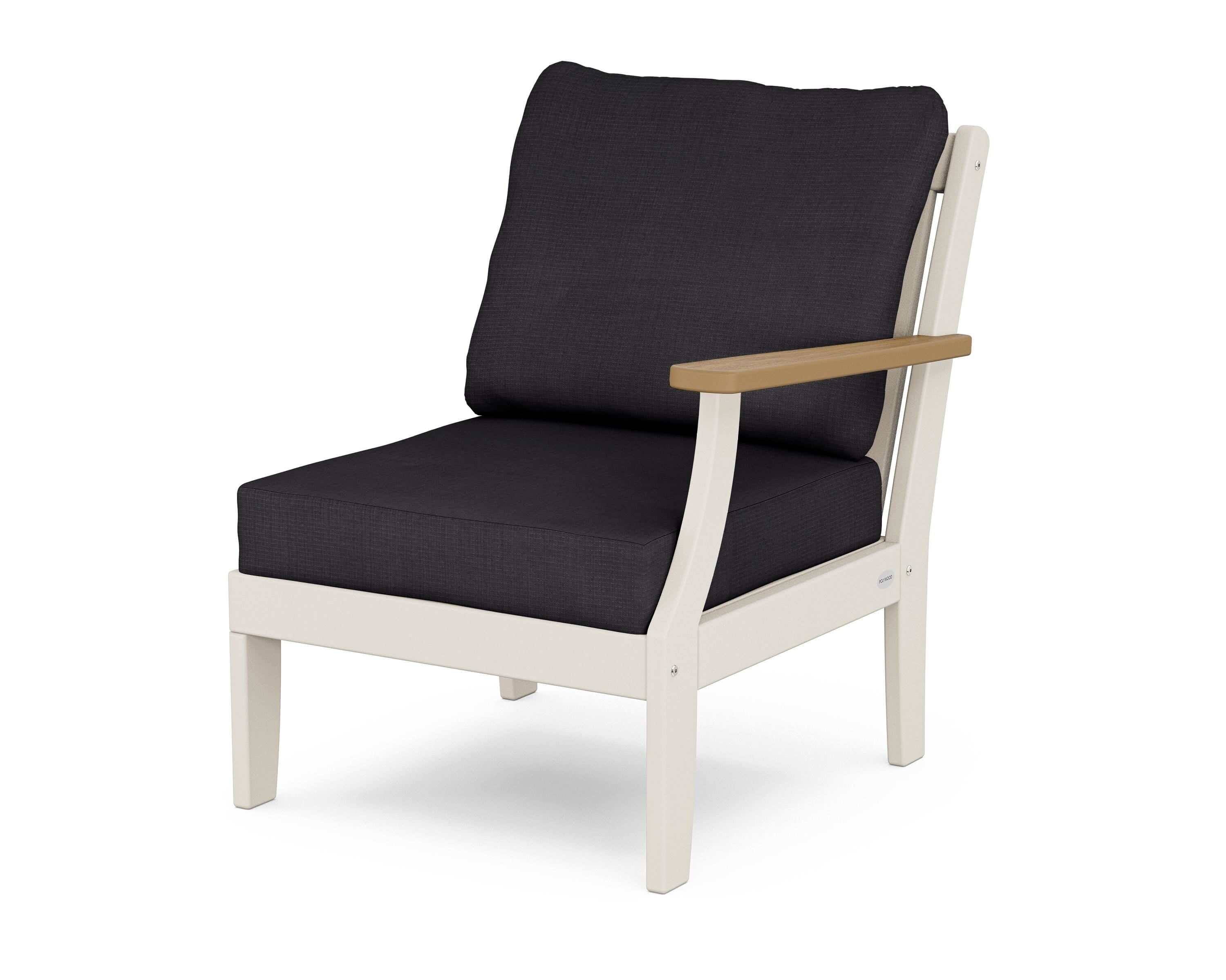 POLYWOOD® Braxton Modular Right Arm Chair in Sand / Natural / Midnight Linen