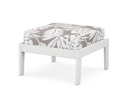 Unbranded Deep Seating Ottoman in White / Leaf Grey Mist