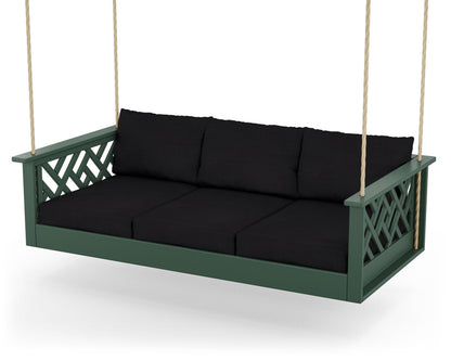 POLYWOOD® Chippendale Daybed Swing in Green / Midnight Linen