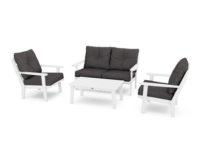 POLYWOOD® Lakeside 4-Piece Deep Seating Set in White / Ash Charcoal