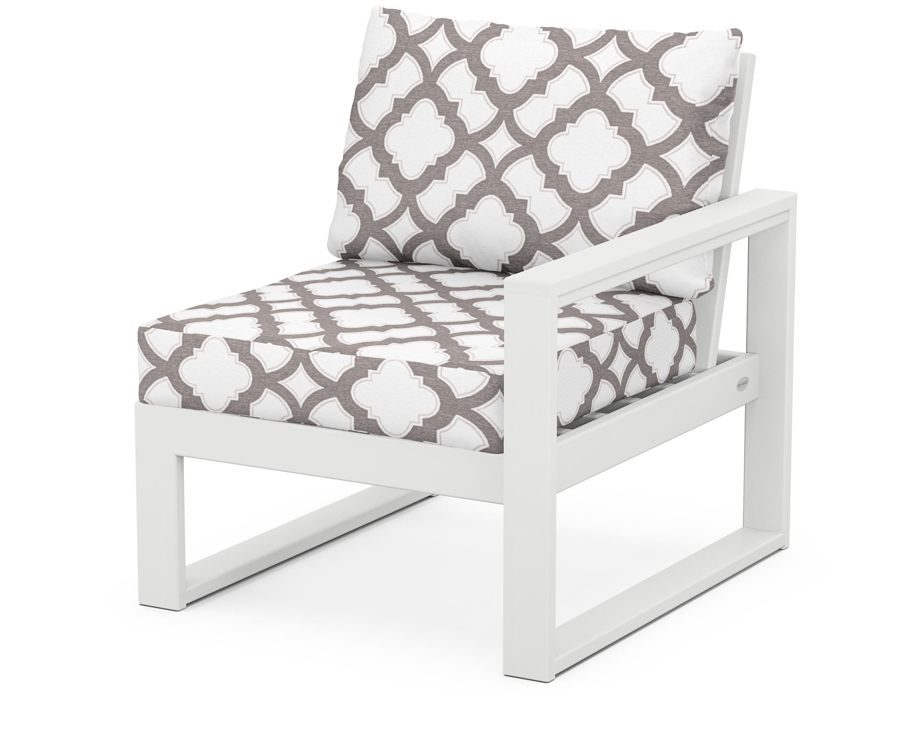 POLYWOOD® EDGE Modular Right Arm Chair in White / Trellis Grey Mist