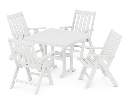 POLYWOOD® Vineyard Folding Chair 5-Piece Farmhouse Dining Set in White