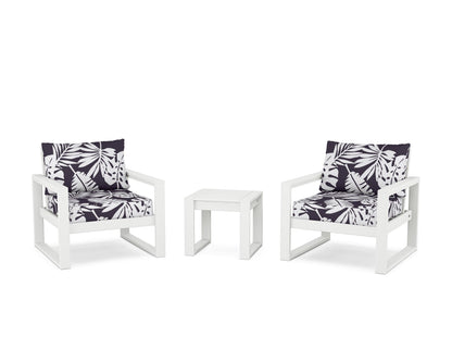 POLYWOOD® EDGE Sectional 3-Piece Deep Seating Set in White / Leaf Navy