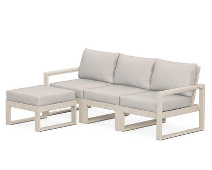 POLYWOOD® EDGE 4-Piece Modular Deep Seating Set with Ottoman in Sand / Cast Ash