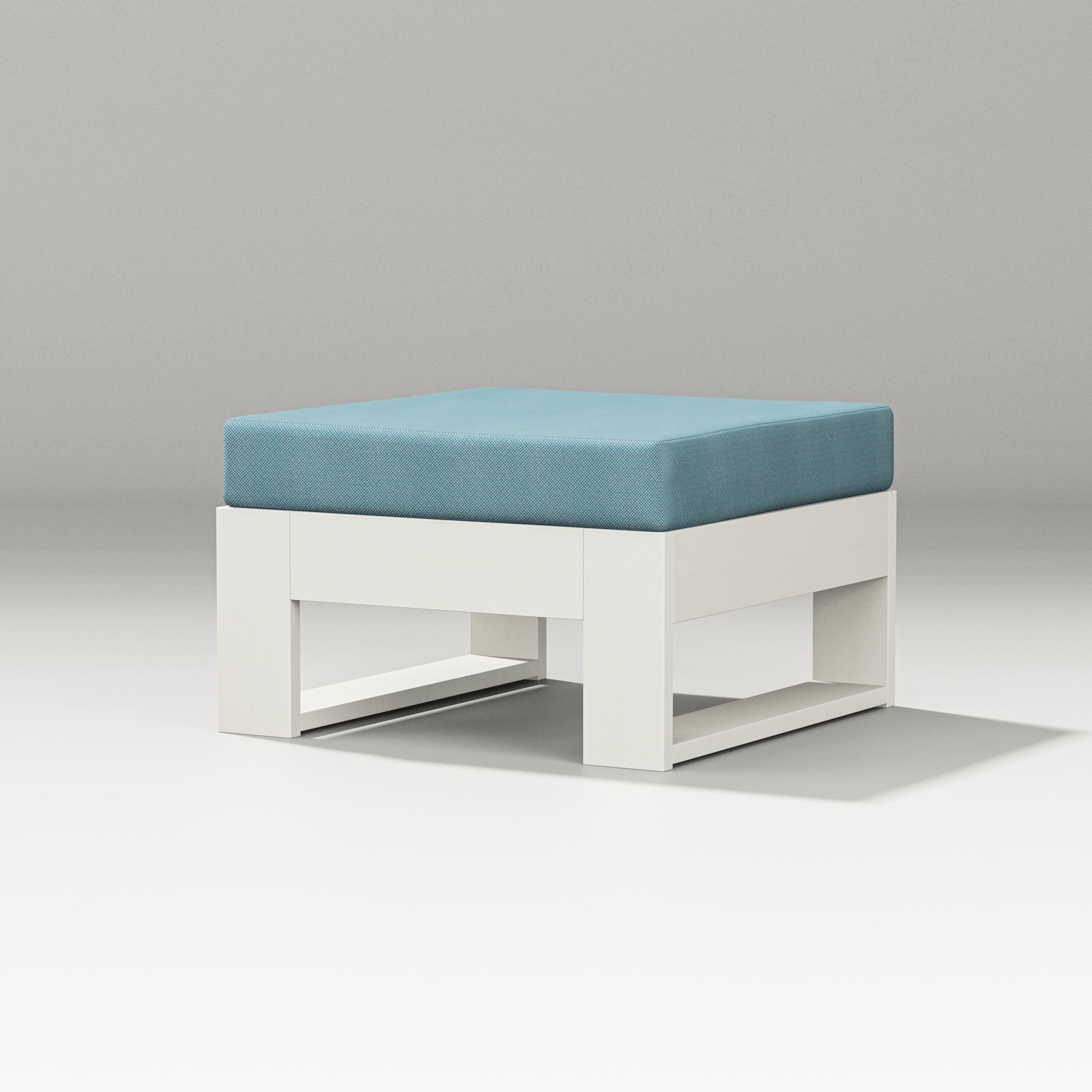 PW Designer Series Latitude Lounge Ottoman in Vintage White / Lattice Sky Blue