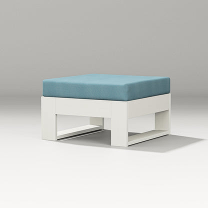 PW Designer Series Latitude Lounge Ottoman in Vintage White / Lattice Sky Blue