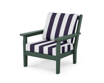 POLYWOOD® Chippendale Deep Seating Chair in Green / Cabana Stripe Navy