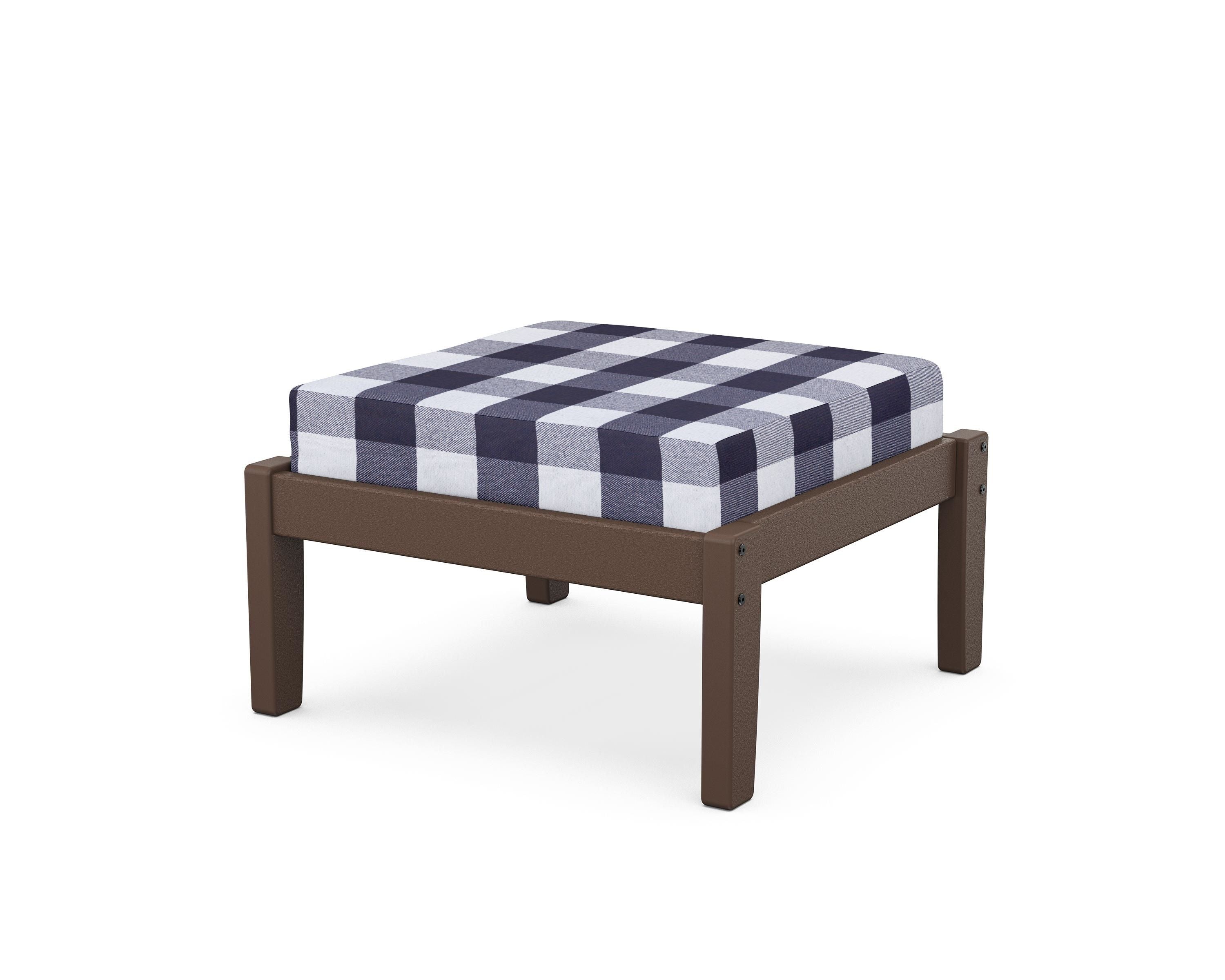 Unbranded Deep Seating Ottoman in Mahogany / Buffalo Plaid Navy