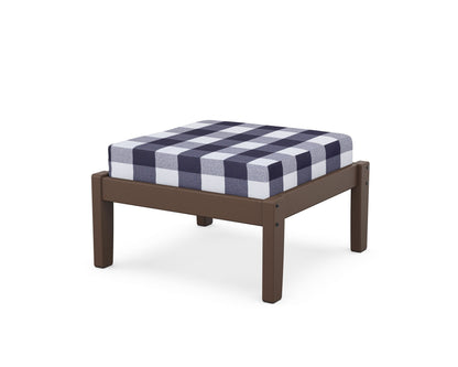 Unbranded Deep Seating Ottoman in Mahogany / Buffalo Plaid Navy