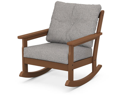 POLYWOOD® Vineyard Deep Seating Rocking Chair in Teak / Grey Mist