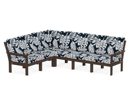 POLYWOOD® Vineyard 6-Piece Sectional in Mahogany / Leaf Marine Indigo