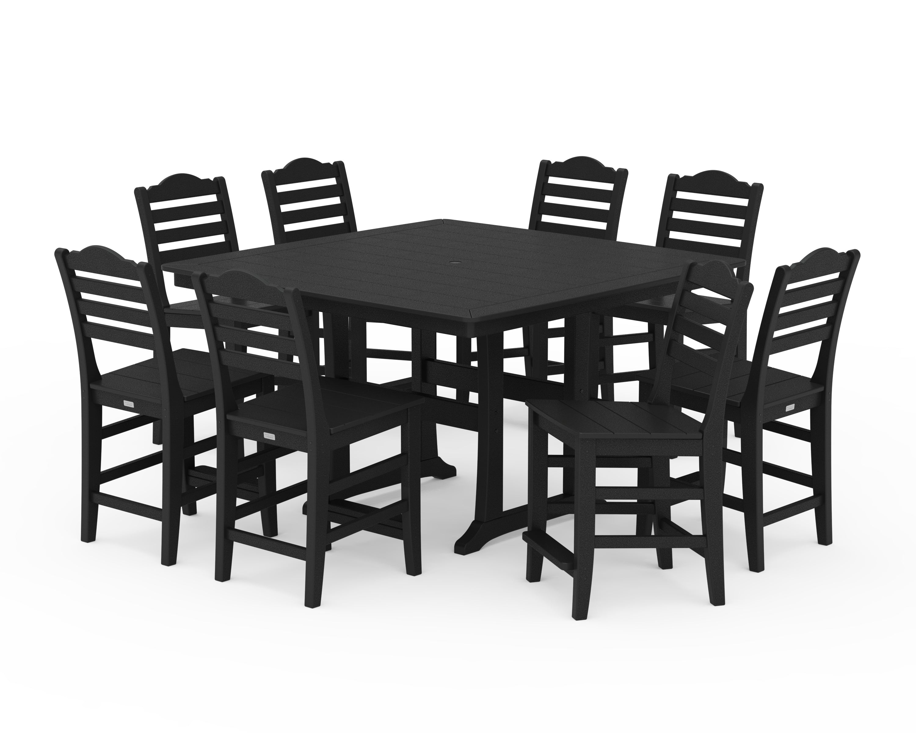 Draper James™ by  POLYWOOD® Savannah Side Chair 9-Piece Square Counter Set with Trestle Legs in Black