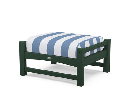 POLYWOOD® Club Ottoman in Green / Cabana Stripe Sky Blue
