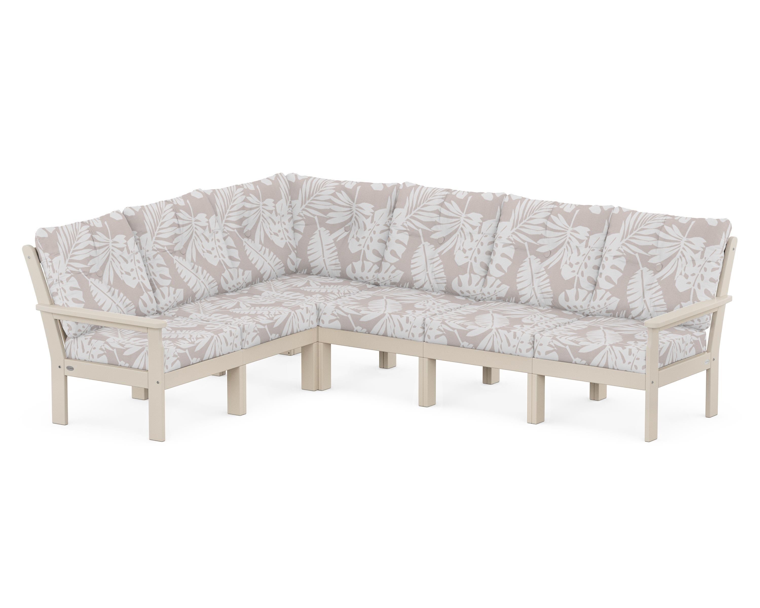 POLYWOOD® Vineyard 6-Piece Sectional in Sand / Leaf Dune Burlap