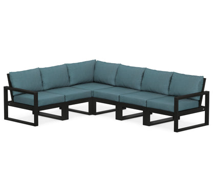 POLYWOOD® EDGE 6-Piece Modular Deep Seating Set in Black / Ocean Teal