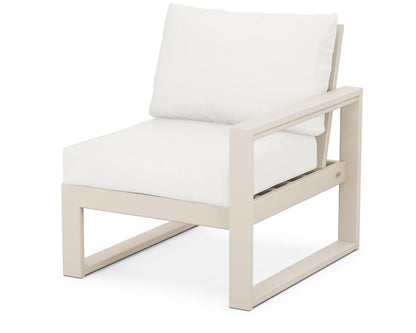 POLYWOOD® EDGE Modular Right Arm Chair in Sand / Natural Linen