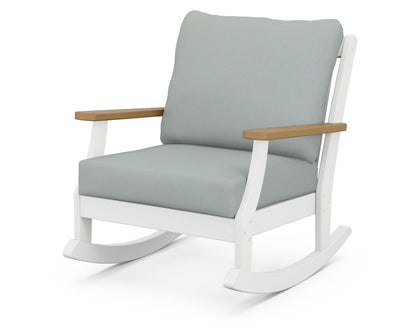 POLYWOOD® Braxton Deep Seating Rocking Chair in White / Natural / Spa