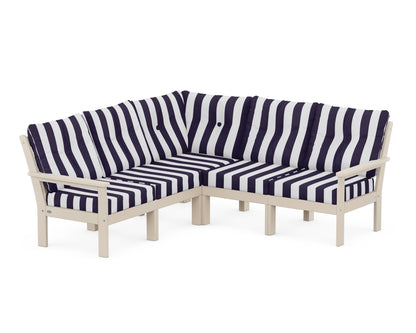 POLYWOOD® Vineyard 5-Piece Sectional in Sand / Cabana Stripe Navy