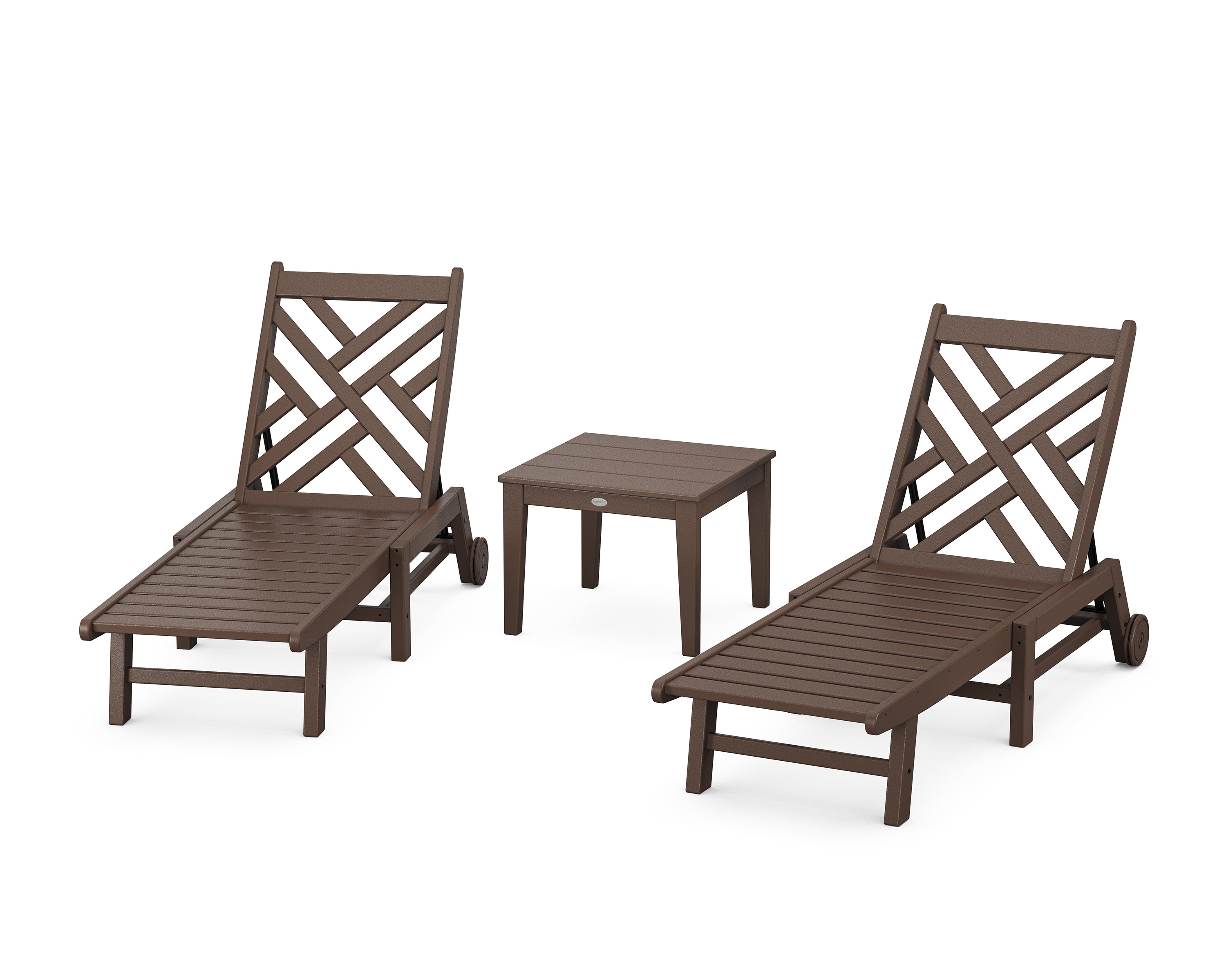 POLYWOOD® Chippendale 3-Piece Chaise Set with Wheels in Mahogany