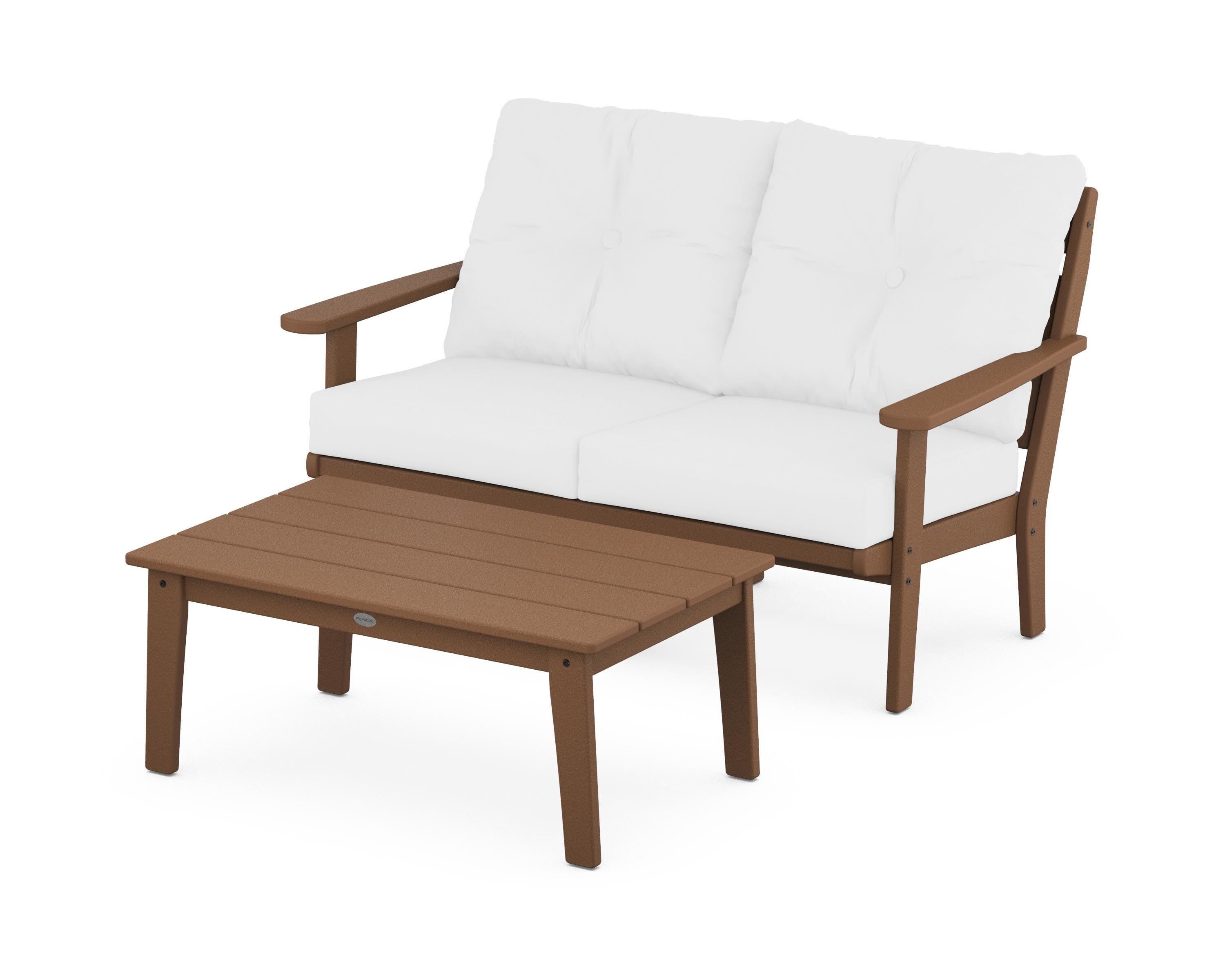 POLYWOOD® Lakeside 2-Piece Lounge Loveseat Set in Teak / Natural