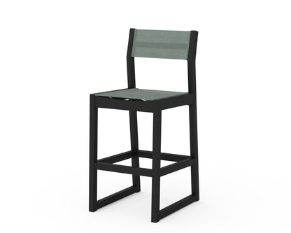POLYWOOD® EDGE Sling Bar Side Chair in Black / Dupioni Sea Mist Sling