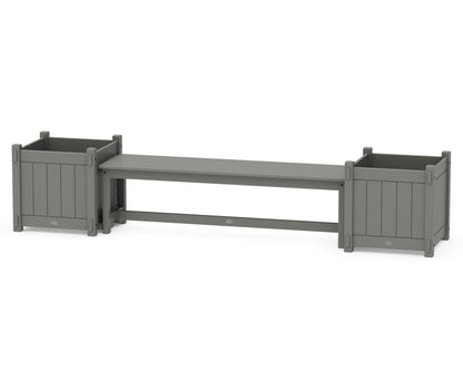 POLYWOOD® 60" Vineyard Straight Planter Bench Set - Large in Slate Grey