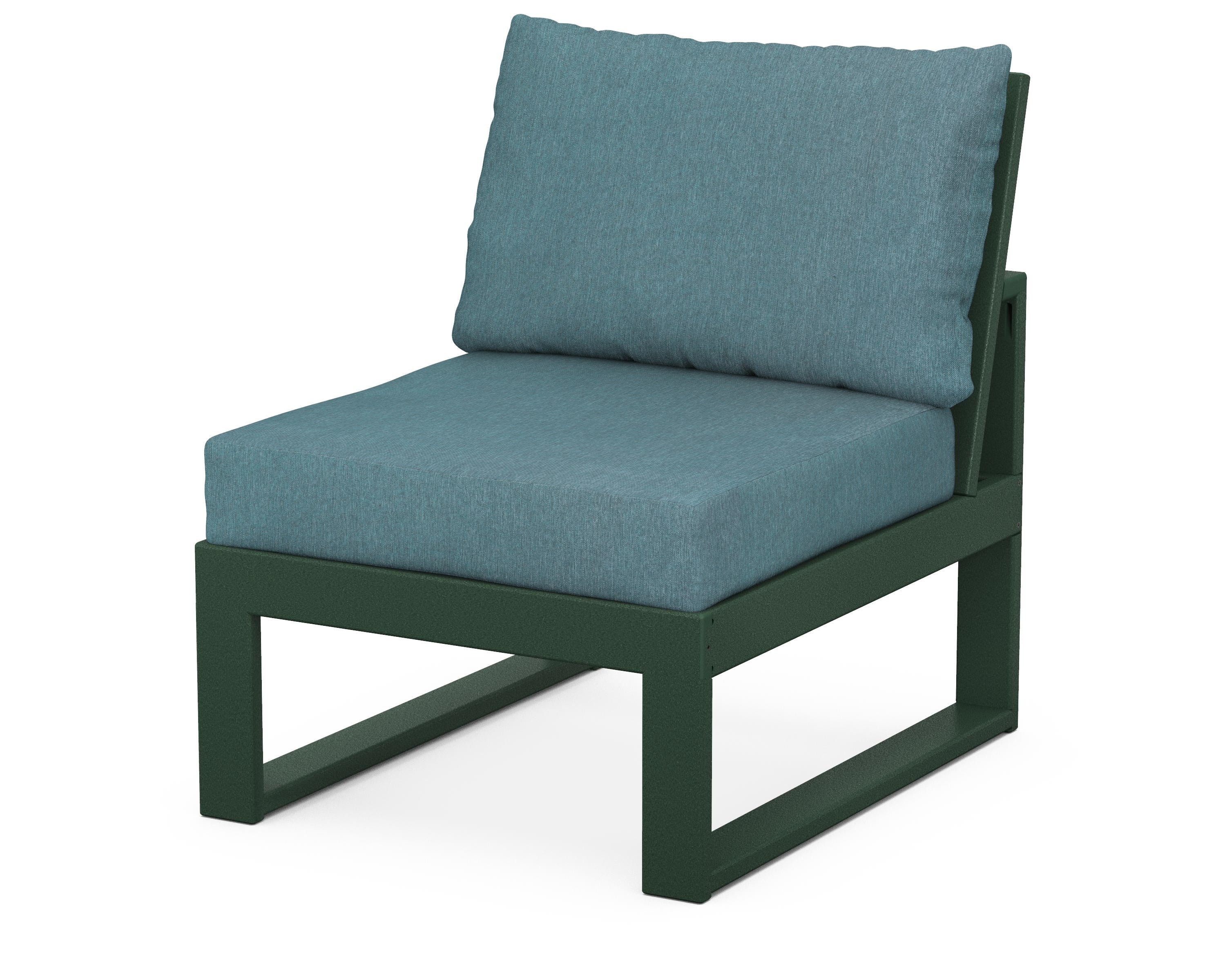 Unbranded Modular Armless Chair in Green / Ocean Teal