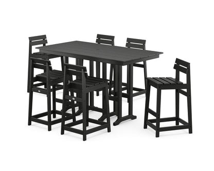 POLYWOOD® Modern Studio Plaza Lowback Bar Chair 7-Piece Set in Black