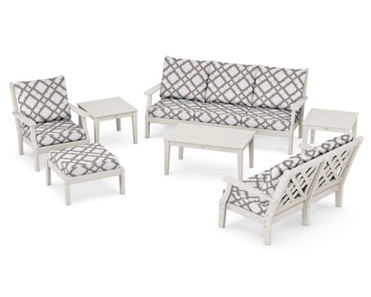Country Living Wovendale 7-Piece Deep Seating Set in Sand / Trellis Grey Mist