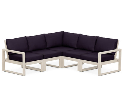 POLYWOOD® EDGE 5-Piece Modular Deep Seating Set in Sand / Navy Linen