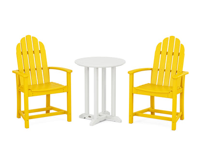 POLYWOOD® Classic Adirondack 3-Piece Round Bistro Dining Set in Lemon / White