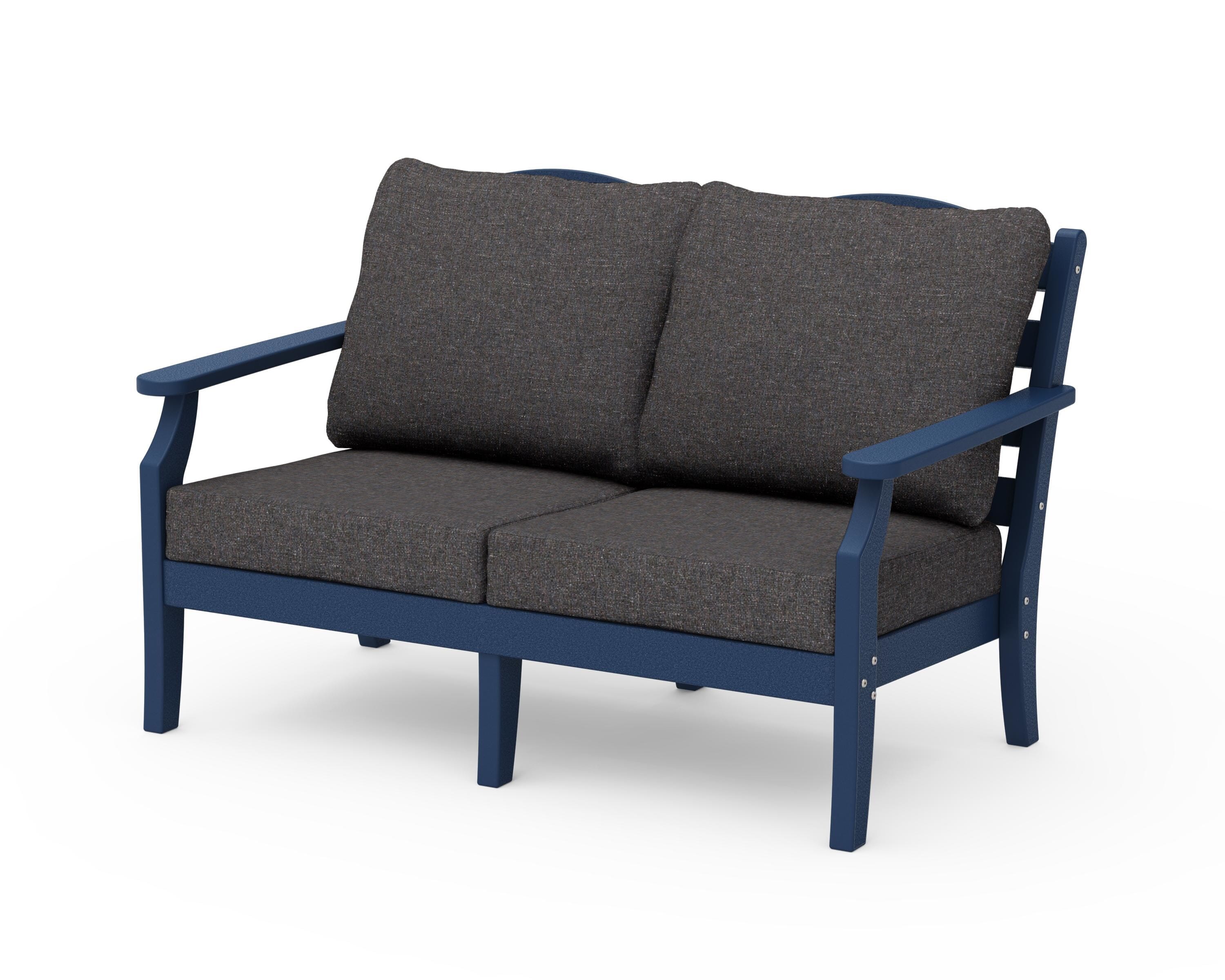 Draper James™ by  POLYWOOD® Savannah Deep Seating Loveseat in Navy / Ash Charcoal