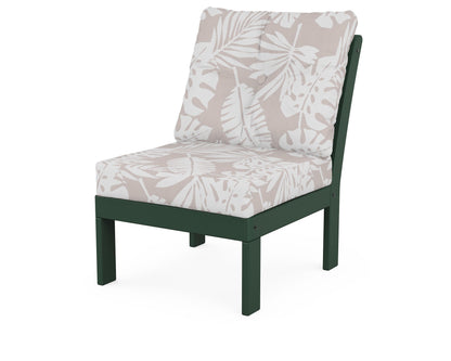 POLYWOOD® Vineyard Modular Armless Chair in Green / Leaf Dune Burlap