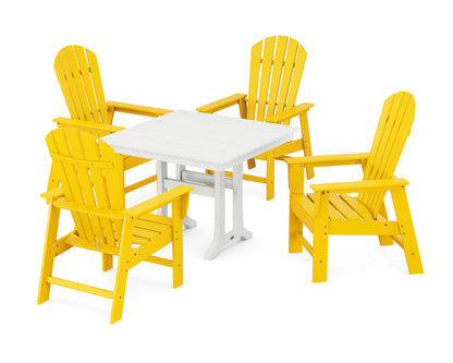 POLYWOOD® South Beach 5-Piece Farmhouse Dining Set With Trestle Legs in Lemon / White
