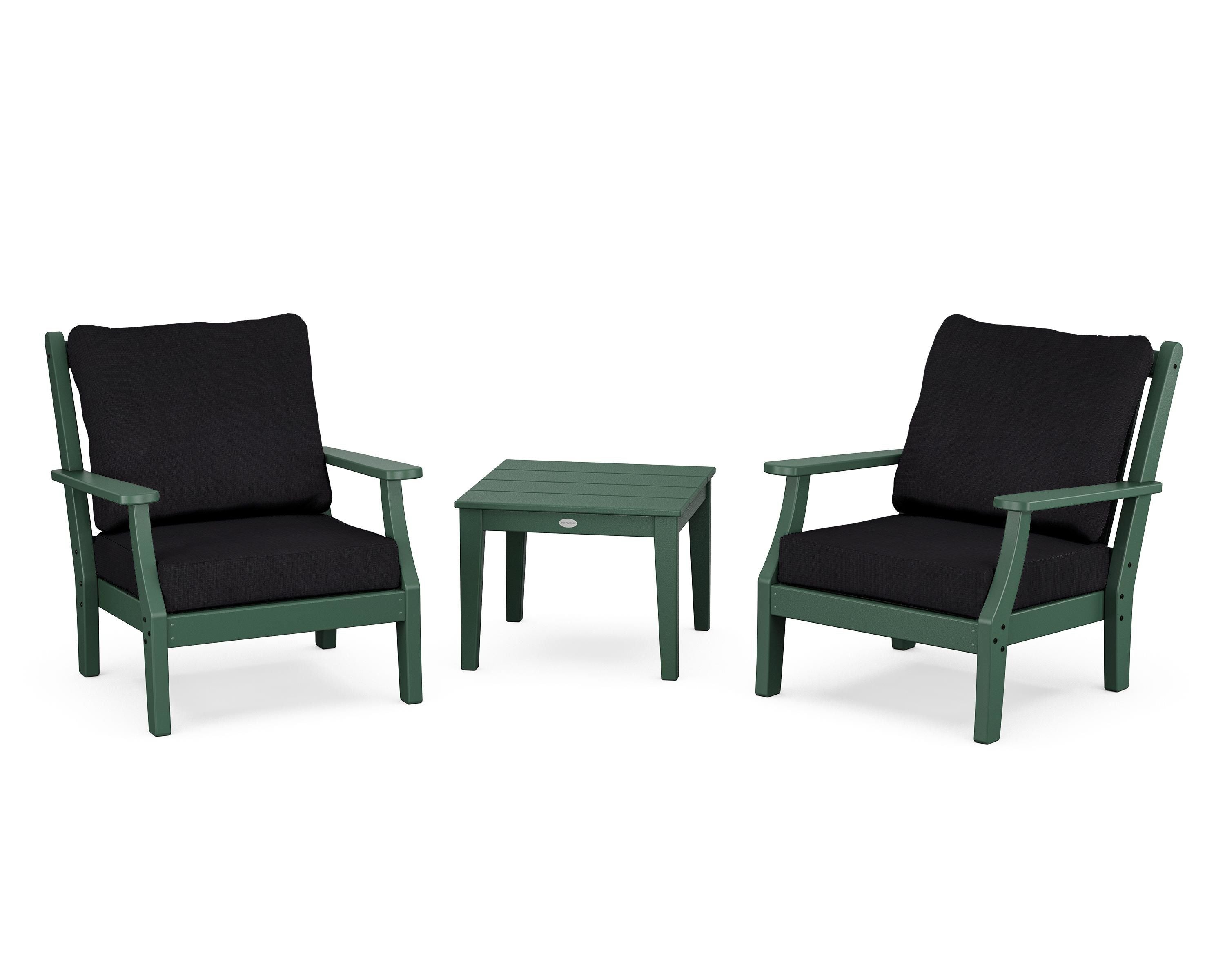 Country Living Wovendale 3-Piece Deep Seating Set in Green / Midnight Linen