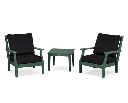 Country Living Wovendale 3-Piece Deep Seating Set in Green / Midnight Linen