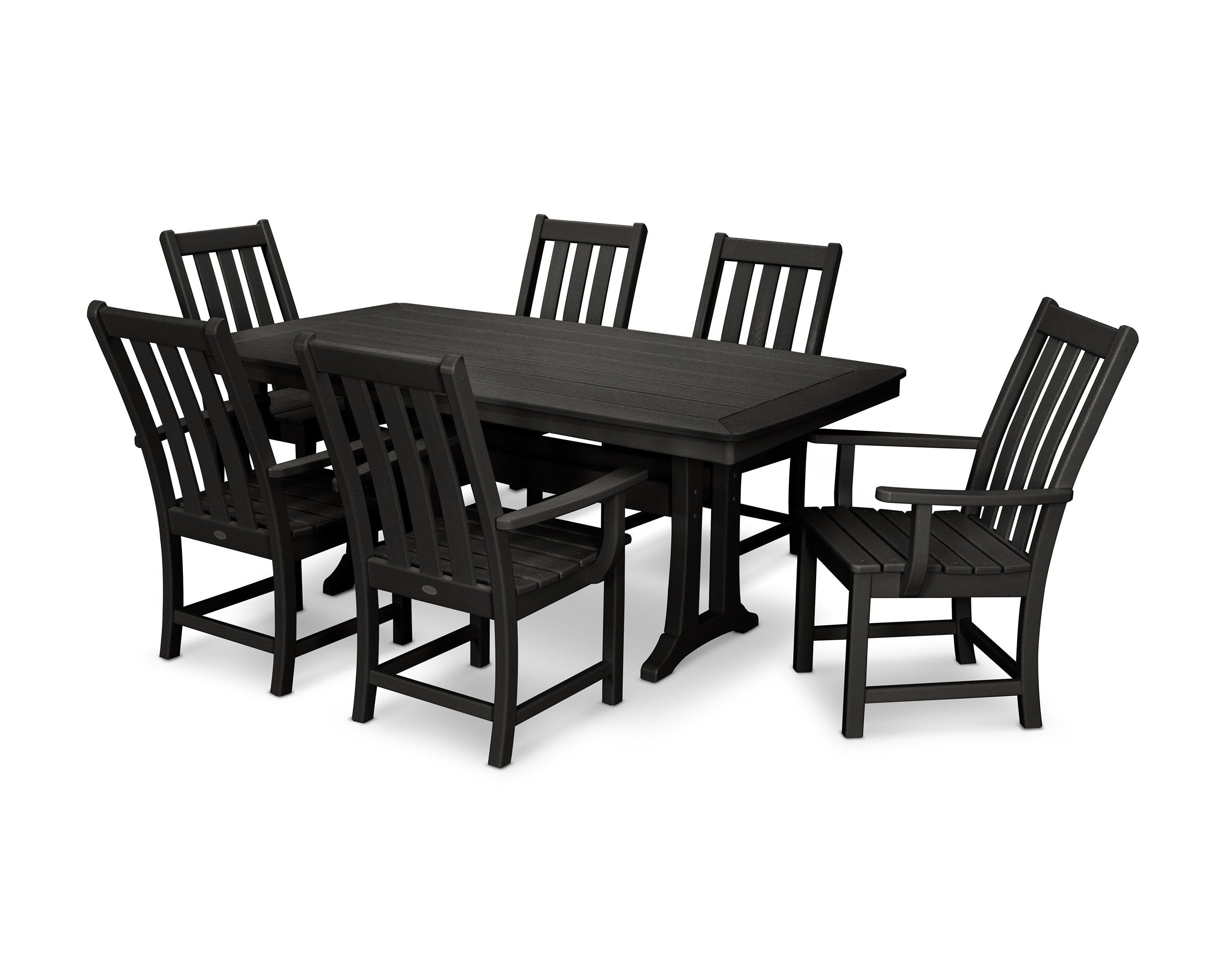POLYWOOD® Vineyard 7-Piece Arm Chair Dining Set in Black