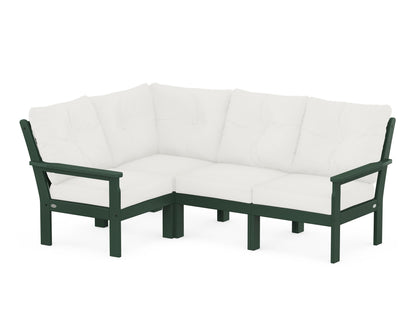 POLYWOOD® Vineyard 4-Piece Sectional in Green / Natural Linen