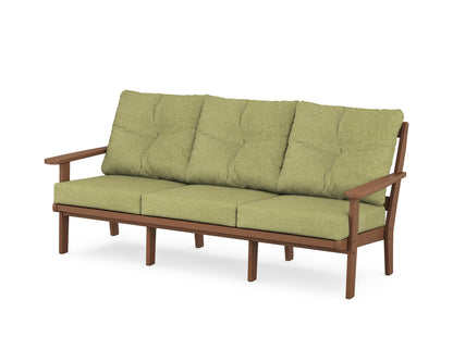 POLYWOOD® Mission Deep Seating Sofa in Teak / Chartreuse Boucle