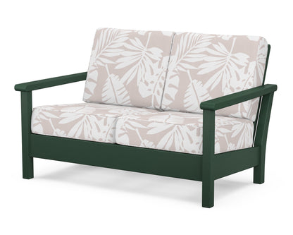 POLYWOOD® Harbour Deep Seating Loveseat in Green / Leaf Dune Burlap