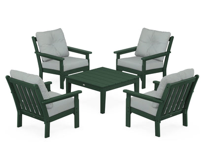 POLYWOOD® Vineyard 5-Piece Deep Seating Conversation Set in Green / Spa