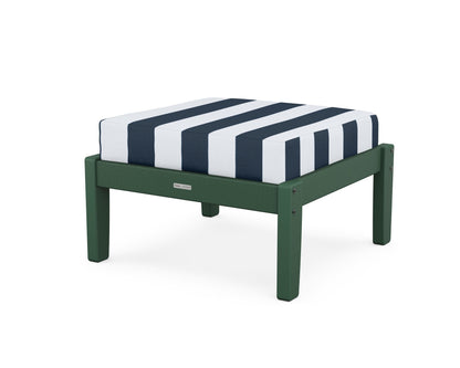 Martha Stewart by POLYWOOD® Chinoiserie Deep Seating Ottoman in Green / Cabana Stripe Marine Indigo