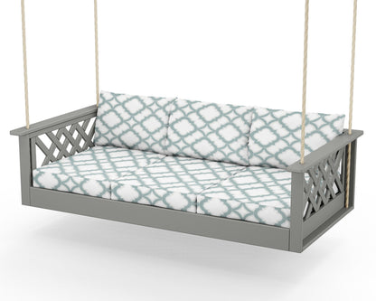 Country Living Wovendale Daybed Swing in Slate Grey / Trellis Glacier Spa