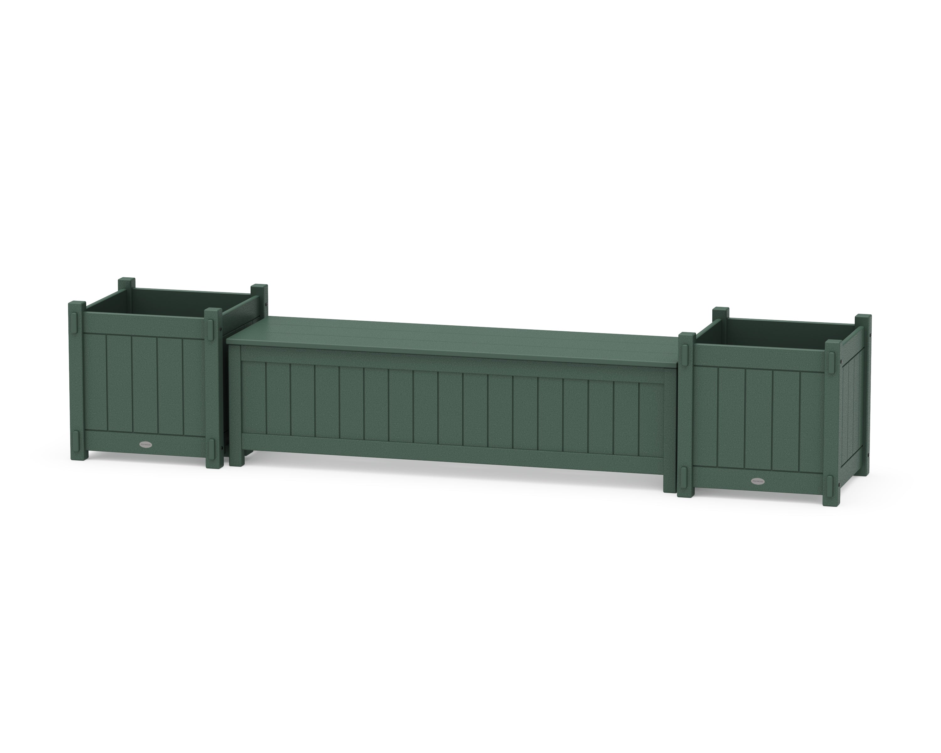 POLYWOOD® 60" Vineyard Straight Planter Storage Bench Set- Large in Green